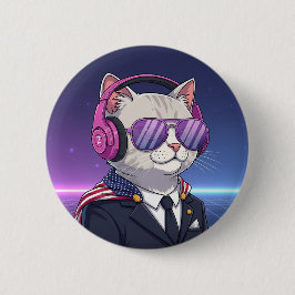 Meowllennial Patriot - Gen Z Cat Button Knapp