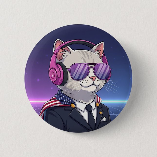 Meowllennial Patriot - Gen Z Cat Button Knapp (Framsida)