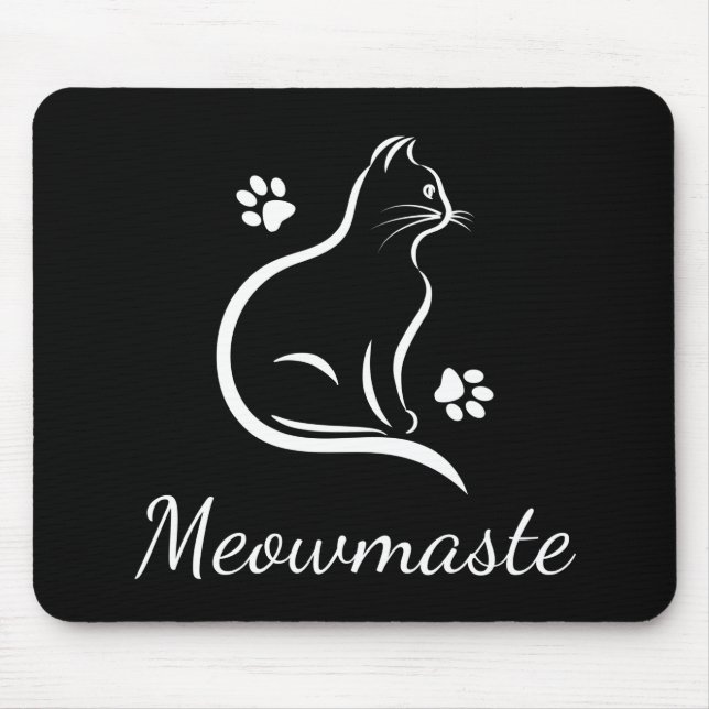 Meowmaste Cat Yoga Mousepad Black Musmatta (Framsidan)