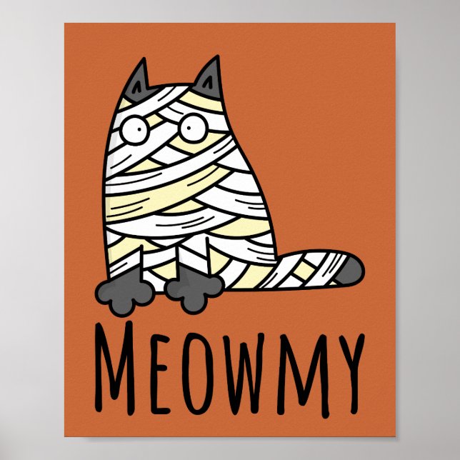 Meowmy Mummy Cat - Funny Pet Halloween Poster (Framsidan)