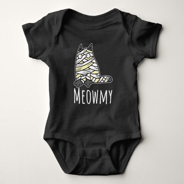 Meowmy Mummy Cat - Funny Pet Halloween T Shirt (Framsida)