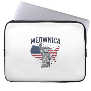 Meownica Patriotisk Katt Vintage Vektor Design_1 Laptop Fodral