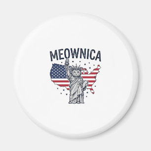 Meownica Patriotisk Katt Vintage Vektor Design_1 Magnet
