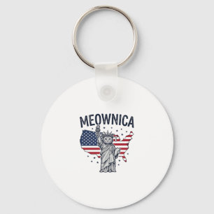 Meownica Patriotisk Katt Vintage Vektor Design_1 Nyckelring
