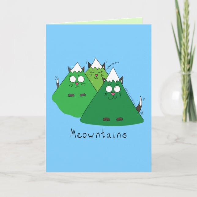 Meowntain - Lustigt cat Mountain Pun Card Kort (Framsida)