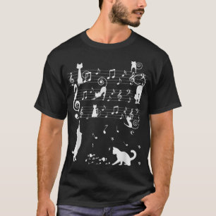 Meowsci Colorful Cats Spela Music Clef Piano Mus T Shirt