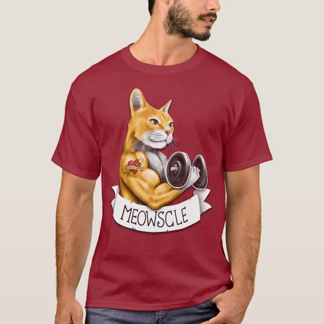 Meowscle - Chat Musclé T Shirt (Framsida)