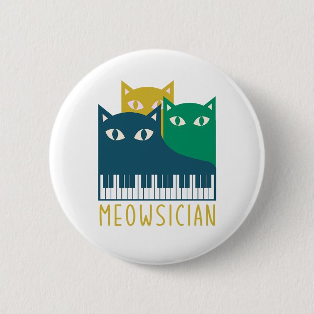 Meowsician Piano Tangentbord Cat Kitten Älskare Gi Knapp (Framsida)