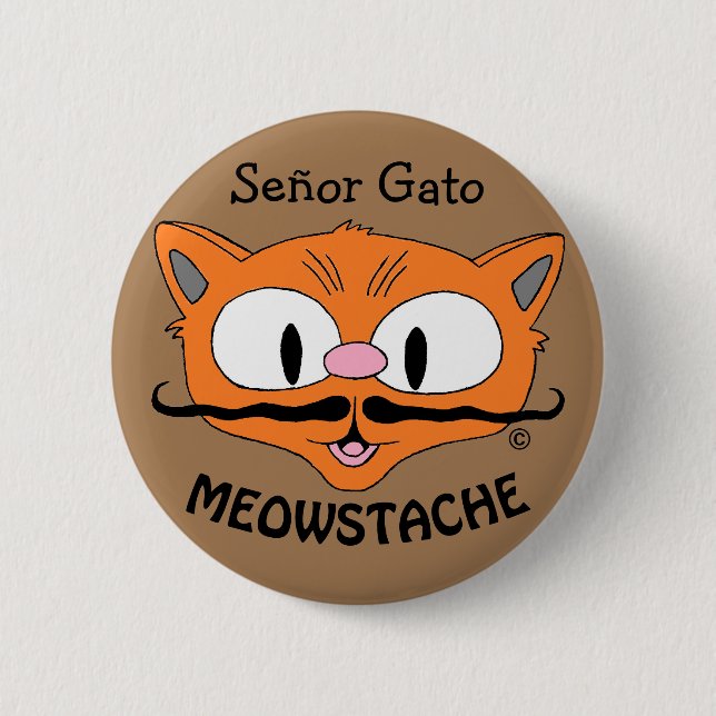 MEOWSTACHE Mustache Cat Señor Gato Knapp (Framsida)