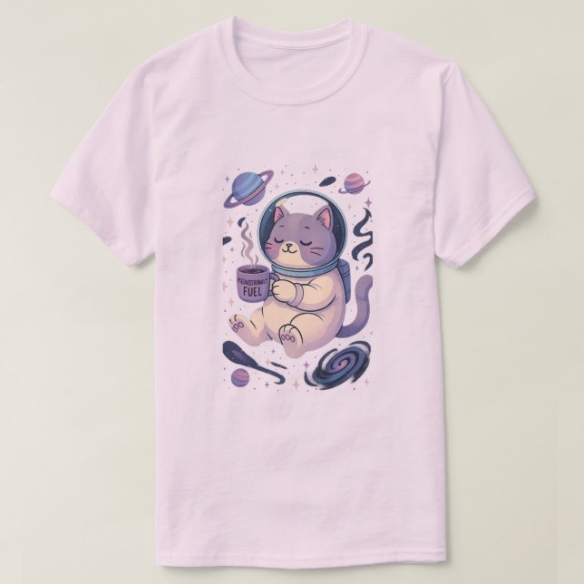 Meowstronaut Bränsle – Sött Rymdkattsdesign T Shirt (Design framsida)