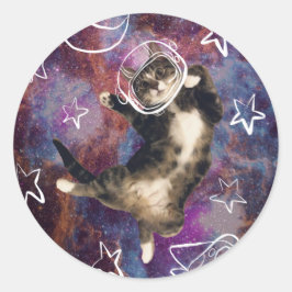 Meowstronaut Kiba Sticker Runt Klistermärke