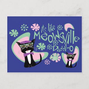 Meowsville pappa-O Beatnik Kattunge 2 Vykort