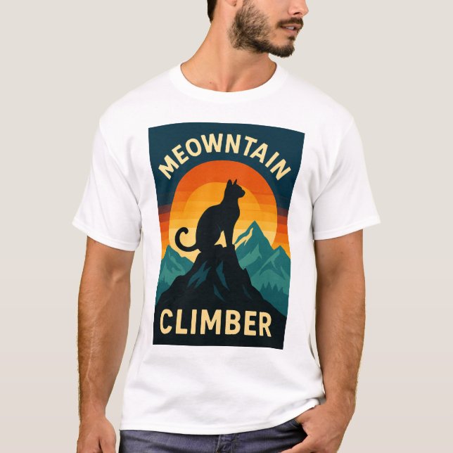 Meowtain Kliber Cat T-Shirt - Retro Äventyr (Framsida)