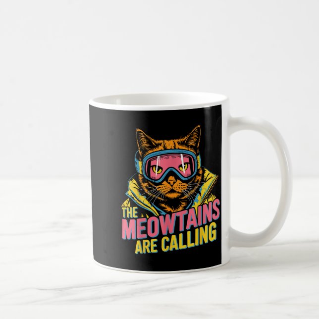 Meowtains kallar katt snowboard skidor barn kaffemugg (Höger)