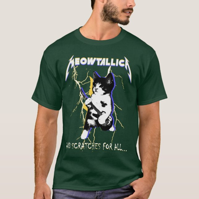Meowtallica Funny Cat Meme Gift for Woman T Shirt (Framsida)