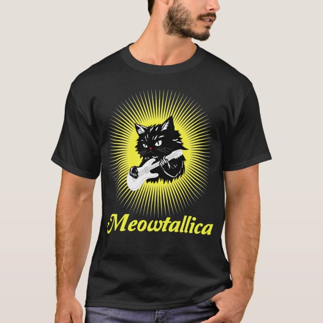 Meowtallica Graphic: Rock Star Vibes T Shirt (Framsida)