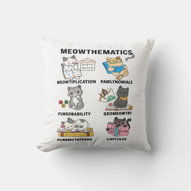 Meowthematics Funny Math Cat Puns For Math Lovers Kudde (Framsida)