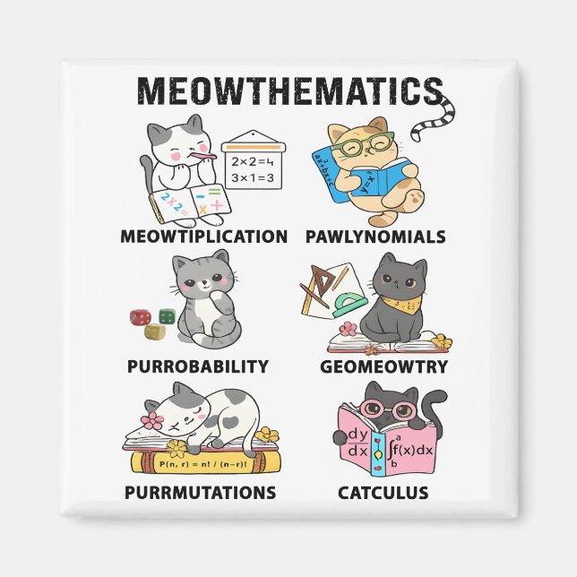 Meowthematics Funny Math Cat Puns For Math Lovers Magnet (Framsidan)