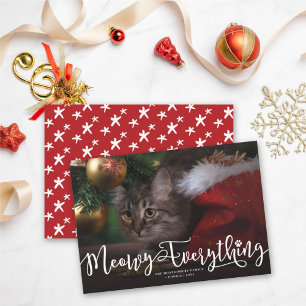 Meowy All Elegant Script Cat Funny Photo Julkort