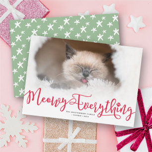 Meowy All Elegant Script Cat Funny Photo Julkort