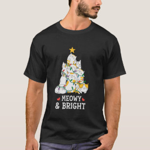 Meowy and Bright Cat Julgran Girls Boys Roligt T Shirt