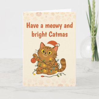 Meowy and Bright christmas Folded Greeting Card Kort