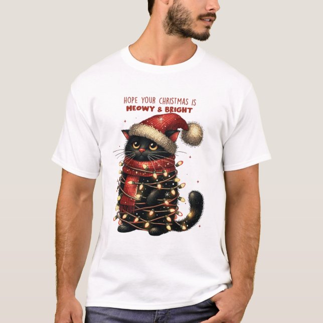 Meowy & Bright Cat-jultröja T Shirt (Framsida)