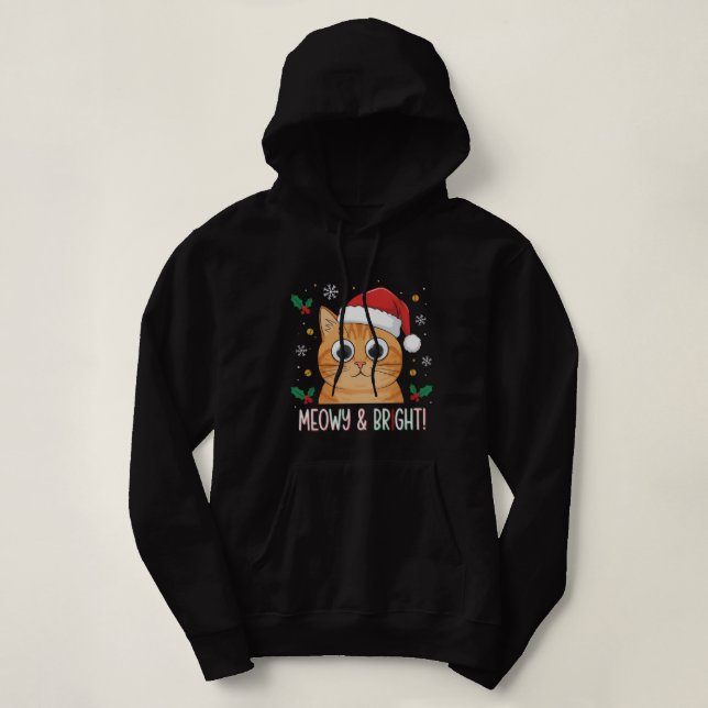 Meowy & Bright Christmas V-Cat – Funny Santa Cat  T Shirt (Design framsida)