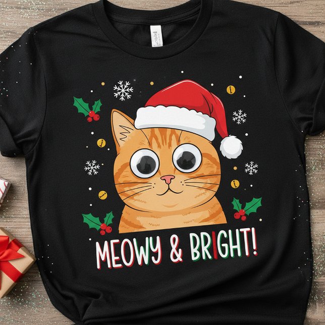 Meowy & Bright Christmas V-Cat – Funny Santa Cat  T Shirt (Skapare uppladdad)