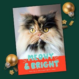 Meowy & Bright jul Cute Cat Helgdag Photo Julkort