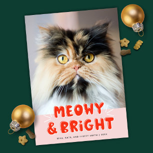 Meowy & Bright jul Cute Cat Helgdag Photo Julkort