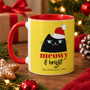 Meowy & Bright Personlig Svart Katt Jul Mugg
