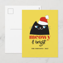 Meowy & Bright Rolig Svart Katt Jul Högtid