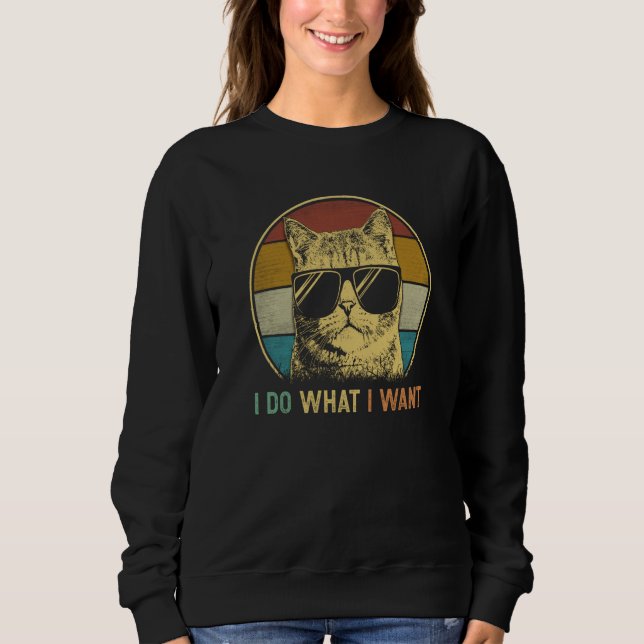 Meowy ca for girls Retro I do what I want  cat T Shirt (Framsida)