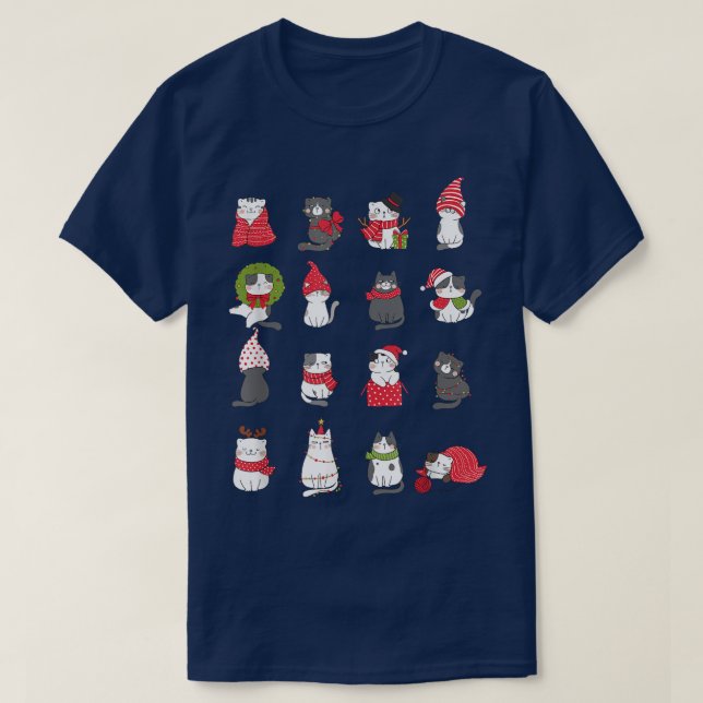 Meowy Cat Christmas Cute Santa Cats lovers  T Shirt (Design framsida)