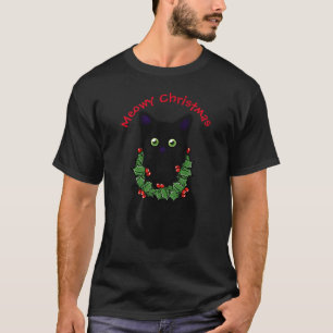 Meowy cat jul Red plaid holly-bär T Shirt