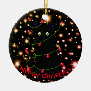 Meowy cat jul Twinkle ljus Julgransprydnad Keramik