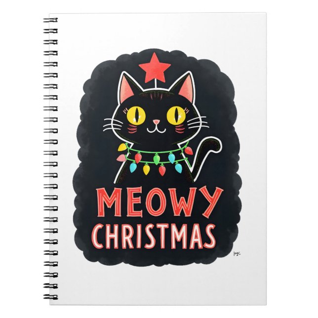 Meowy Catmas Cat Christmas Cute Kitten Cats Santa  Anteckningsbok (Framsidan)