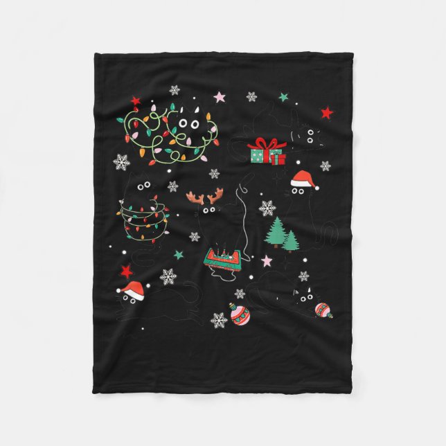 Meowy Catmas Cat Christmas Cute Kitten Cats Santa  Fleecefilt (Framsidan)