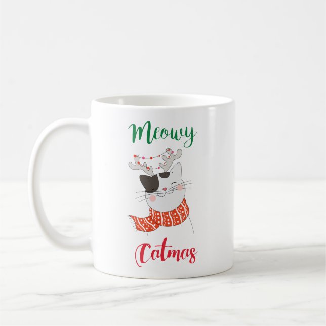 Meowy Catmas, Cat God jul Kaffemugg (Vänster)