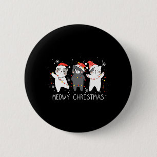 Meowy Catmas Cat jul Cute Älskare Santa H Knapp