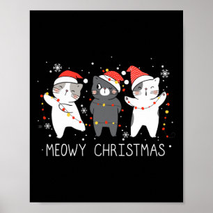Meowy Catmas Cat jul Cute Älskare Santa H Poster