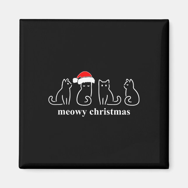 Meowy Catmas Cat jul Cute Kitten Santa Santa Magnet (Framsidan)