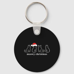 Meowy Catmas Cat jul Cute Kitten Santa Santa Nyckelring