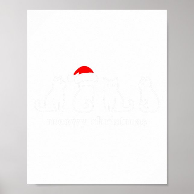 Meowy Catmas Cat jul Cute Kitten Santa Santa Poster (Framsidan)