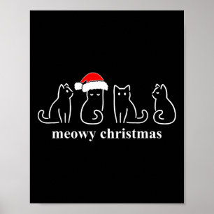 Meowy Catmas Cat jul Cute Kitten Santa Santa Poster
