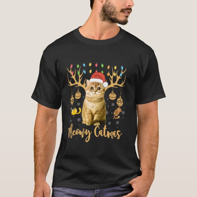 Meowy Catmas Cat jul Funny Julafton Manar Women Sa T Shirt (Framsida)
