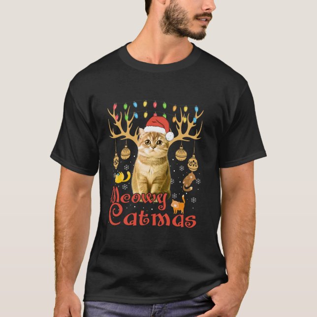 Meowy Catmas Cat jul Funny Julafton Women Santa T Shirt (Framsida)