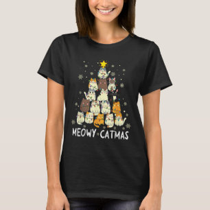 Meowy Catmas Cat Julgran Julafton Girls Boys Fu T Shirt