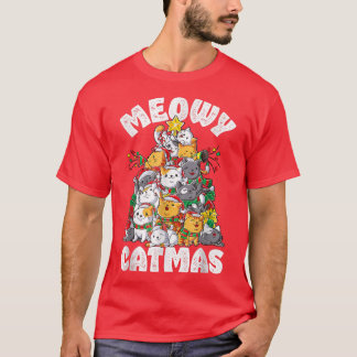Meowy Catmas Cat Julgran Julafton T Shirt